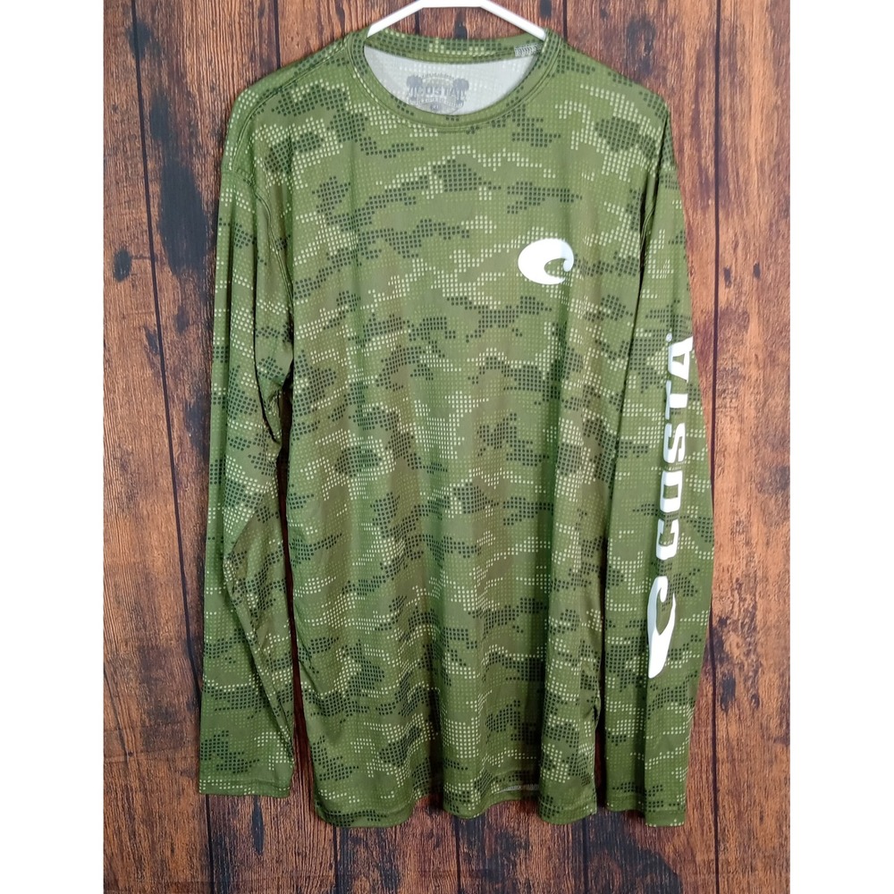 Costa Mens XL Performance Long Sleeve Shirt Green Digital Camo Fishing